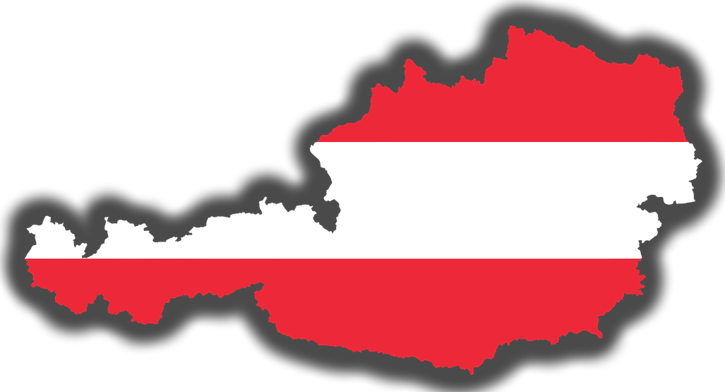 Silhouette Österreich mit Flaggenfarben