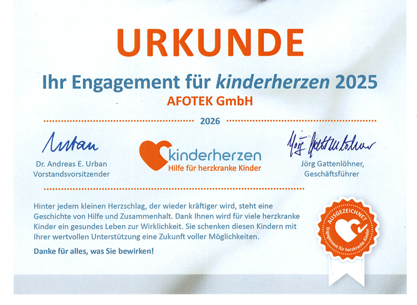 Organisation Kinderherzen Urkunde ohne Bild